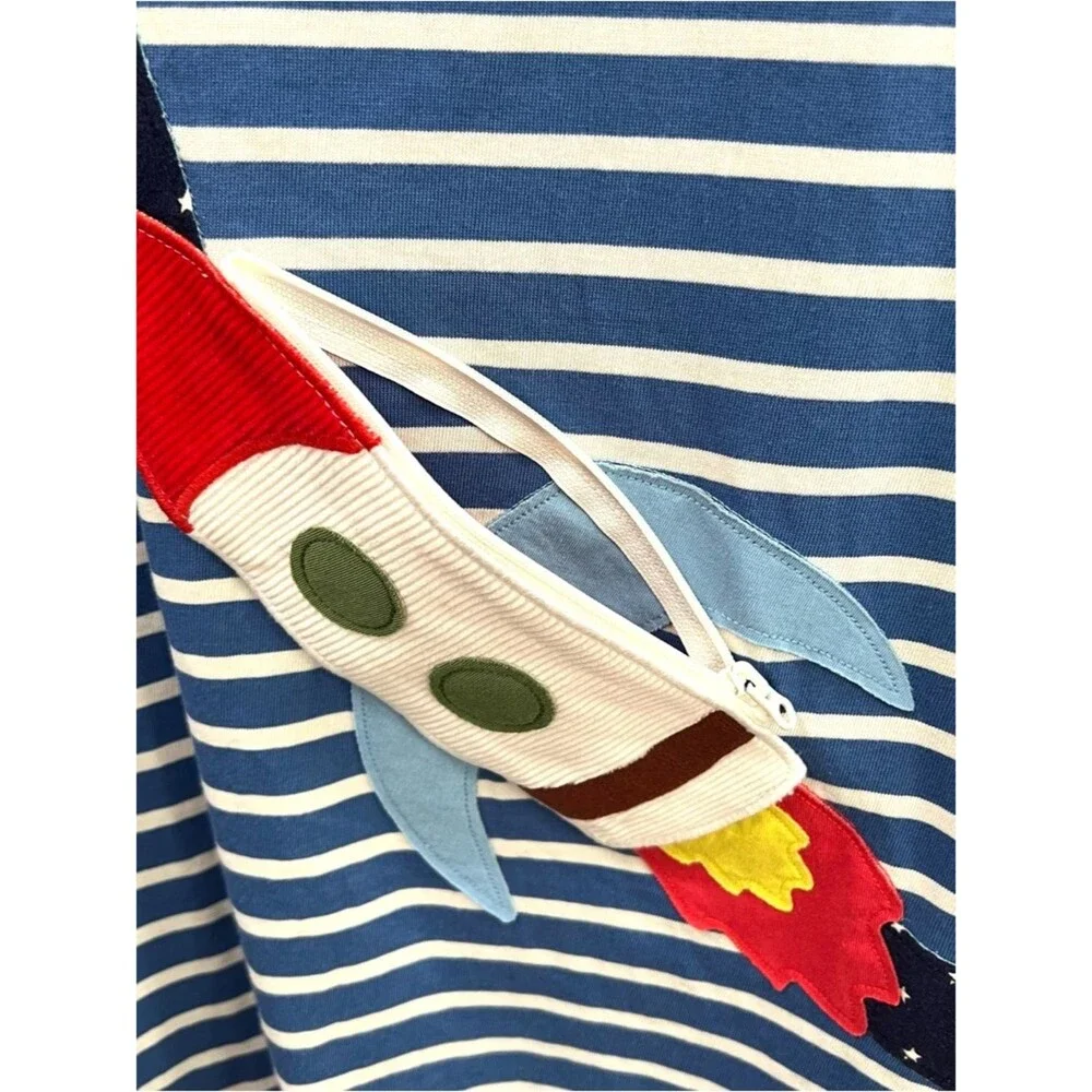 Mini Boden Novelty Bag T-Shirt Delft Ivory Stripe Long-Sleeve Top Size 11-12 yrs